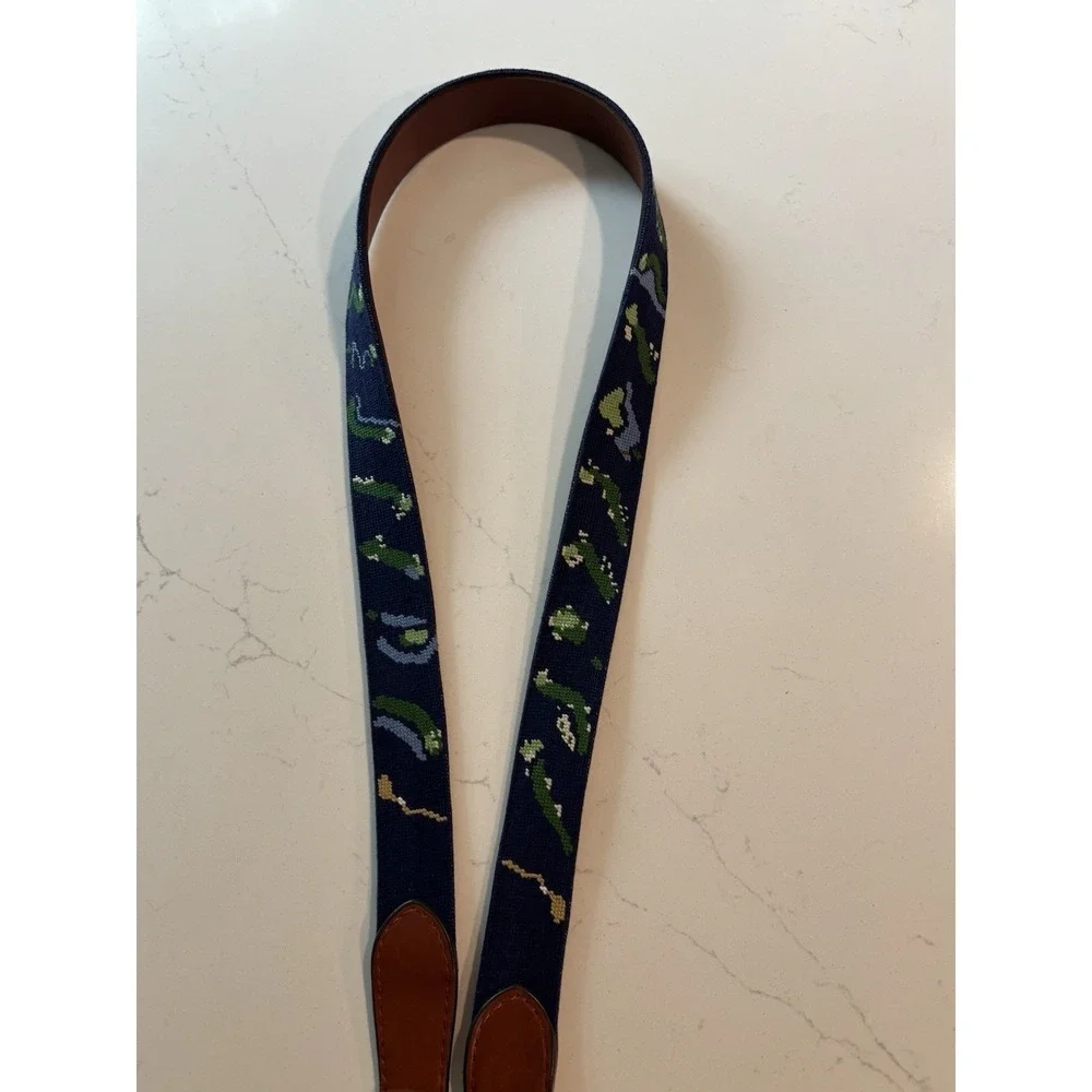 Smathers & Branson Crooked Stick Golf Needlepoint Belt Size 42 EUC